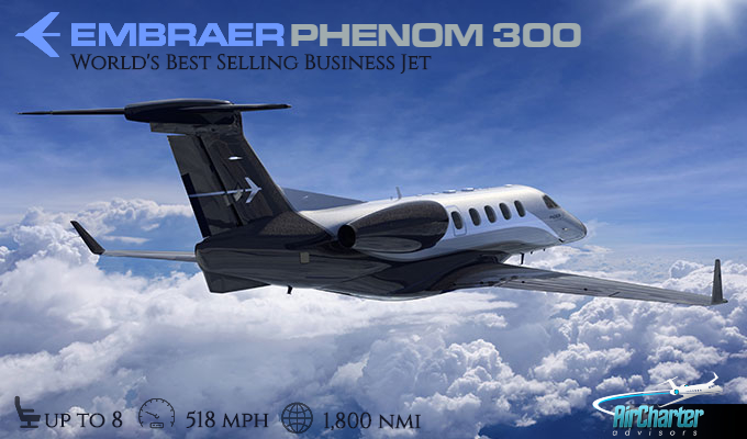 Embraer Phenom 300 super light jet private aircraft for Houston charter
