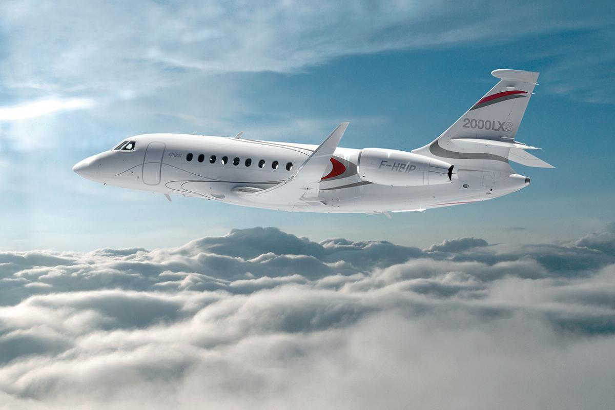 Dassault Falcon 2000LXS cabin for Houston charter