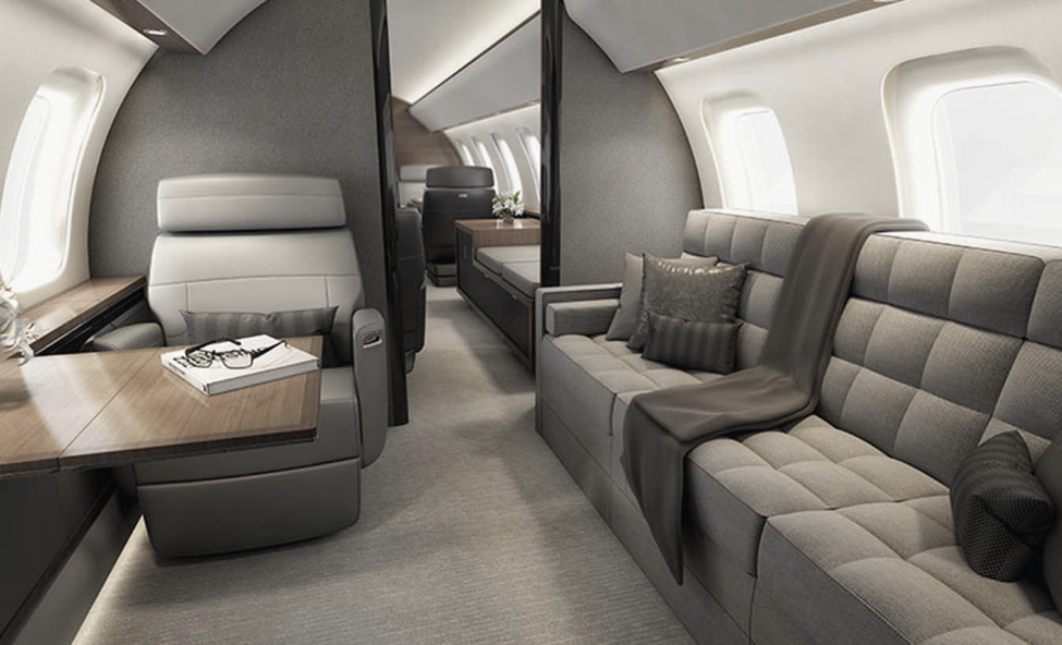 Bombardier Global 8000 cabin for Houston charter