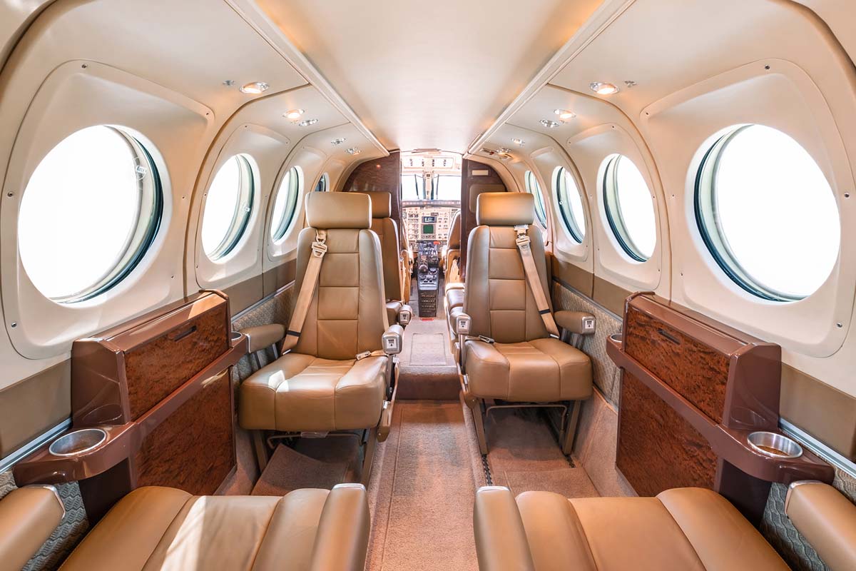 Beechcraft King Air 100 cabin for Houston charter