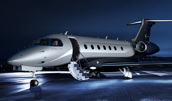 Embraer Legacy 500 cabin for Houston charter