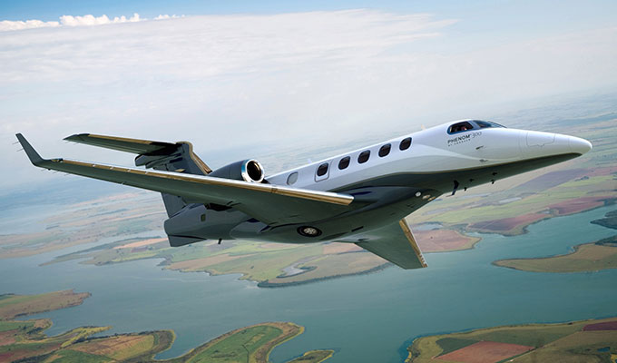 Embraer Phenom 300 cabin for Houston charter